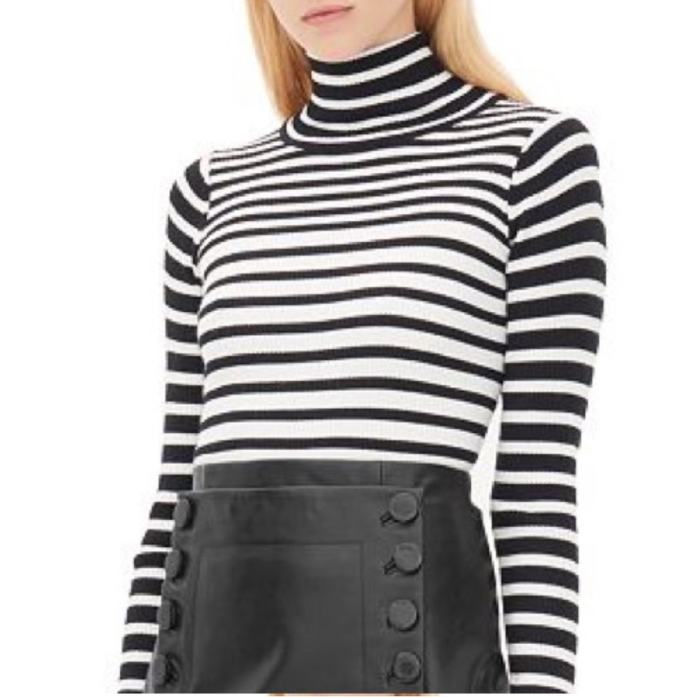 Sandro Black and White Stripe Turtleneck Size 36
